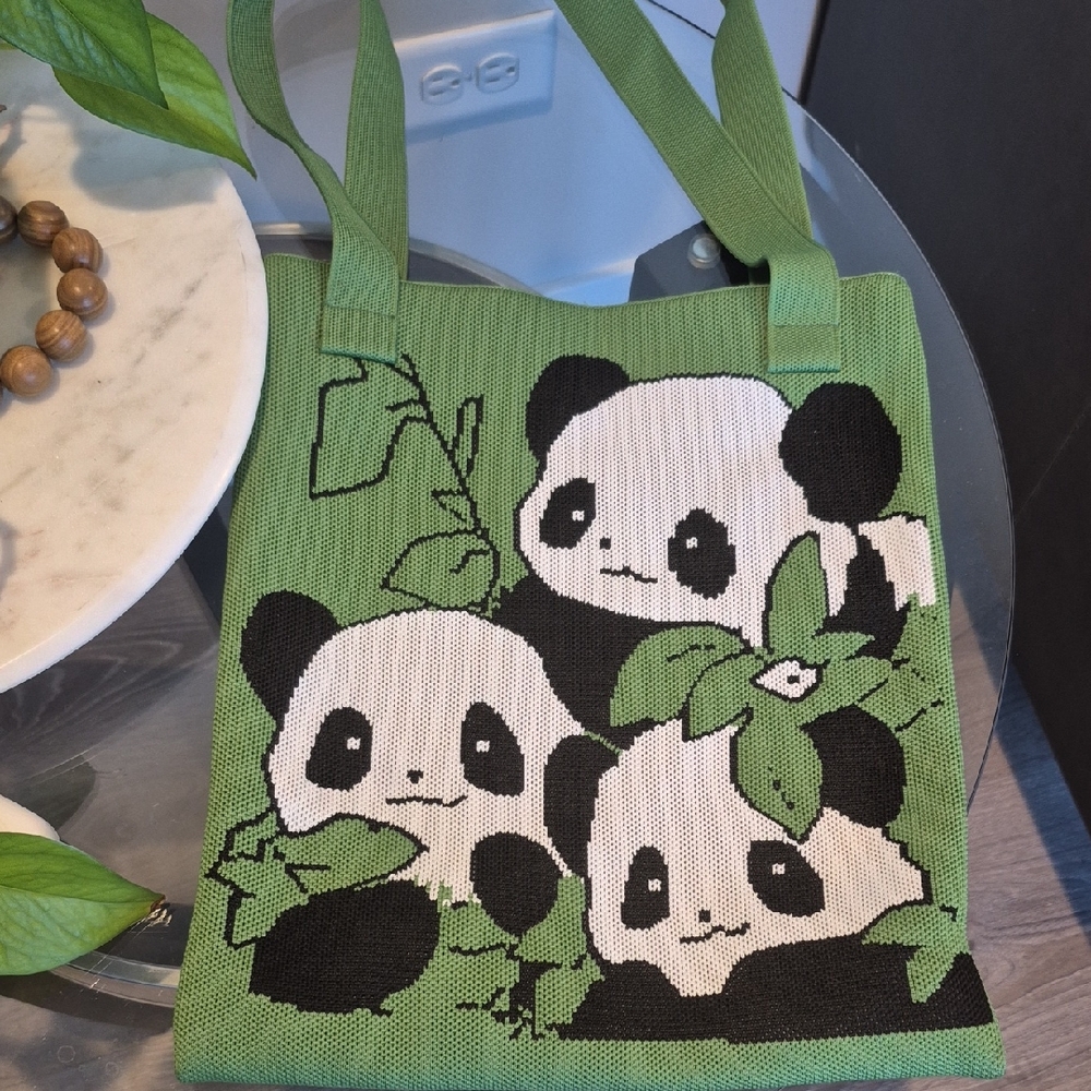 Green Panda Tote Bag
